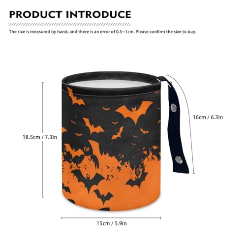 Image of Halloween Bat Print Car Garbage Can Mini Car Trash Bin Truck Organizer Auto Storage Bag Waterproof Portable Accessories Road Trip for Kids