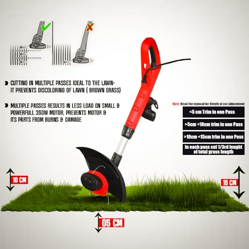 Image of OMADA Corded Electric String Trimmer /Grass Trimmer with 5m Cable Length 380W 12000RPM, Lightweight Brush Cutter Tool 25cm Cutting Width I TOP Customer Service