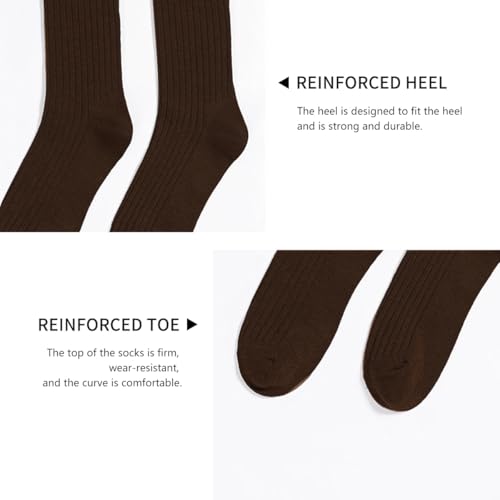Image of Women Crew Dress Socks Cotton Solid Color Slouch Sock for Dressy Shoes 5 Pack