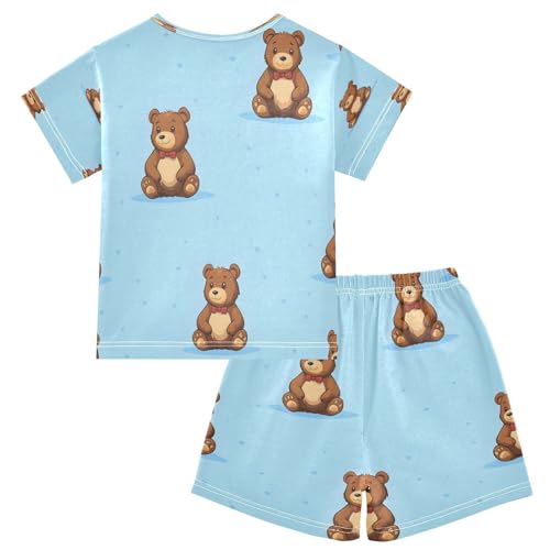 senya Short Sleeve Pajamas Sets Summer Cotton Sleepwear Cute Bear2