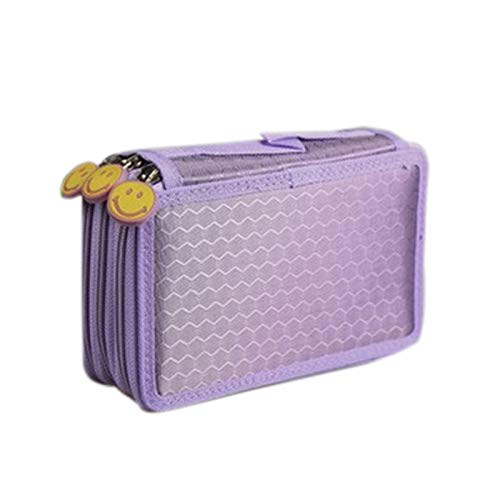 Estojo de lápis Elonglin bolsa para caneta prática e grande, multicamadas, com alça para lápis de aquarela, lápis de cor Prismacolor, Crayola, e canetas Marco, 52 compartimentos, roxo