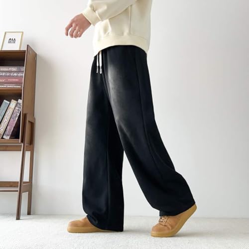 Men's Baggy Jeans with Elastic Waist High Waisted Casual Drawstring Pull On Straight Leg Stretch Denim Pants Streetwear S-4XL4