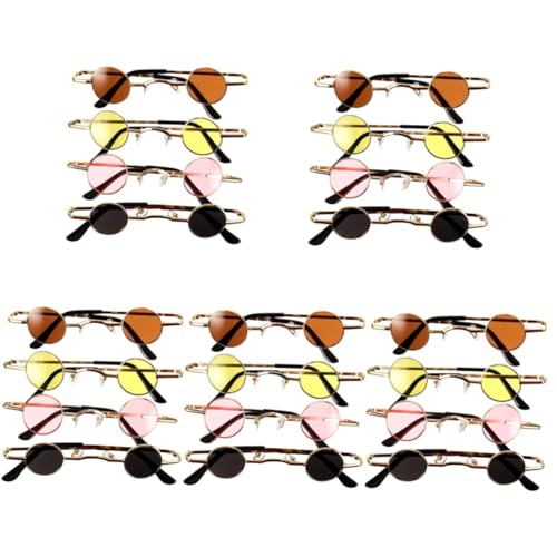 KESYOO 20pcs Vintage Round Sunglasses for Men and Women Retro Eyewear Gold Frames and Lenses Small Circle Sunglasses for Festivals and Casual Wear - Main Image