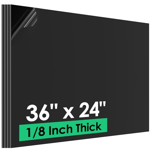 Image of ABS Plastic Sheet 1 /8 inch x 36 inch x 24 inch,Dual-Surface (Textured & Smooth), 4 Pack | Black Rigid Thermoplastic Board, for Signs, Crafts, DIY Projects