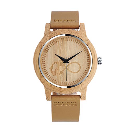 Unendlich U Infinito U-Reloj de Madera de Bambú para Mujer y Hombre Reloj de...