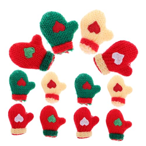 KESYOO 16pcs Mini Plush Gloves for Dollhouse and Crafting Festive Knitted Christmas Gloves for Holiday Decorations and Miniature