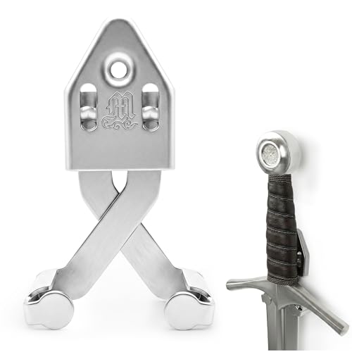 Mythrojan Metal Single Sword Wall Mount - 3 Inch Vertical Sword Display Hanger Adjustable Multifunctional Wall Rack for Sword Axe & Knives Decorative Wall Decor (Small)