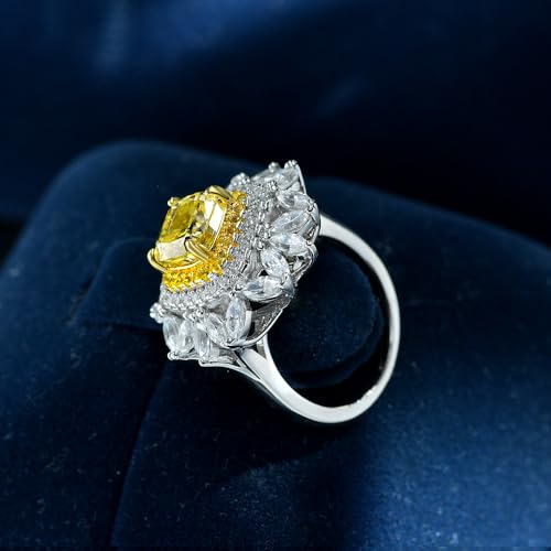 14K Solid Gold over S925 Floral Inspired Cushion Cut 2ct Pink/Yellow Moissanite Promise Ring for Women, Ideal for Gifting and Everyday Wear3