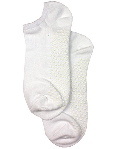 Meias antiderrapantes antiderrapantes com aderências, para hospitais, ioga, pilates, Branco, 6-8