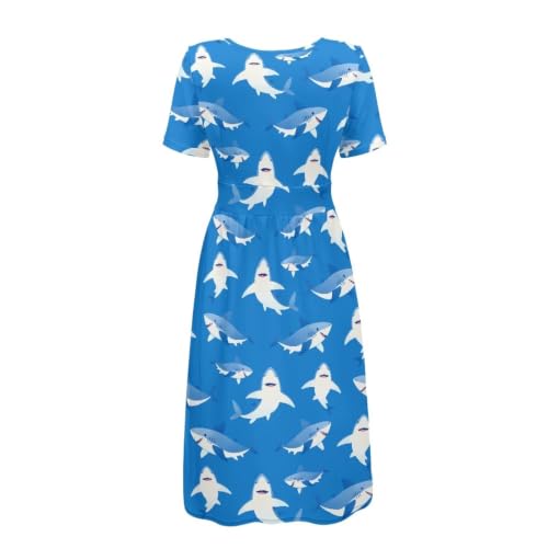 Image of Women's Summer Dresses Short Sleeve Formal Dresses with Pockets | Lightweight polyester fabric delivers cool airflow during hot summer outdoor activities