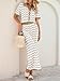 Saodimallsu Women Striped Beach Cover Up Set Button Short Sleeve Collared Crop Top Maxi Skirt Crochet 2 Piece Outfits Camel