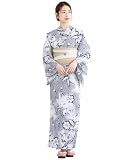 [SOUBIEN] ソウビエン 浴衣 3点 セット floro レディース (浴衣/半幅帯/下駄) フリーサイズ 青嵐の樹葉×薄ベージュ ykt10294-obh10028
