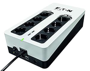 Eaton Onduleur Parafoudre Eaton 3S 700 DIN - Off-line UPS - Alimentation Sans Interruption - Puissance 700VA (8 prises DIN, Silencieux, 2 ports de charge USB Type-A) - Interface USB - Noir&Blanc