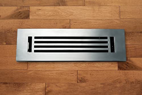 Madelyn Carter 4 x 12 Cast Aluminum Linear Bar Vent Cover - Brushed Satin (Overall: 5.75 x 13.75)