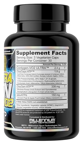 Mst MILL017 Millennium Sport Technologies Cordygen Vo2 Ultra, Cordyceps, Elevatp, Rhodiola, Gynostemma Pentaphyllum, Jiaogulan, Ancient Peat Atp Endurance Supplement thumb #1