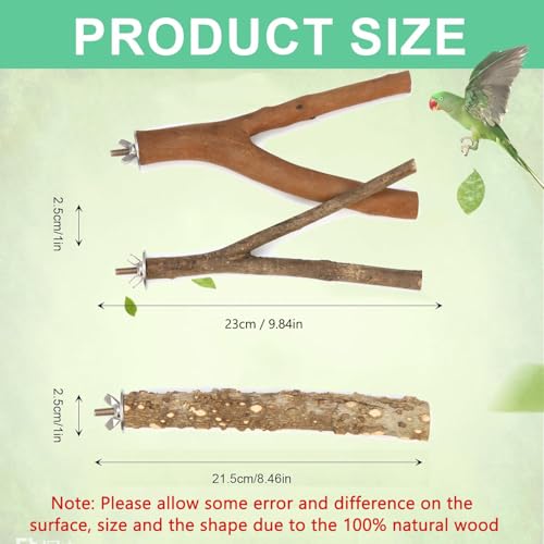 Natural Wood Parrot Stand Set, 5 pcs Bird Perch Birdcage Stand Branch - Image 3