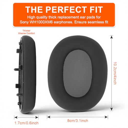 Image of ZORBES Premium Replacement Earpads Compatible with Sony WH-1000XM6 Headphones, Enhanced Comfort, Durable PU Leather & Sound Isolation, Ear Pads Cushions for Over-Ear Headphones