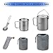 Lixada Titanium Camping Cookware with Folding Spork, 750ml Camping Titanium Pot & 450ml Coffee Mug with Foldable Handle & Lid, Portable Outdoor Camping Cookware Set for Backpacking Hiking Cooking