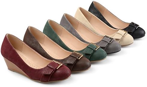 Brinley Co. Womens Gael Faux Suede Buckle Detail Comfort-Sole Wedges Black, 12 Regular US | Image 4