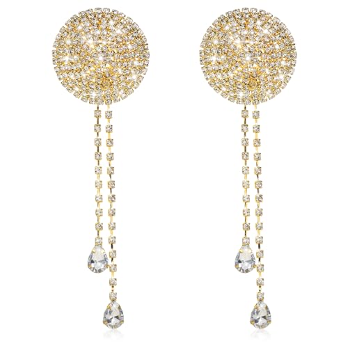 Image of Rhinestone Tassel Nipple Pasties,Nipple Tassels Women Boobie Tassels Rhinestone Pasties Nipples Cover for Women