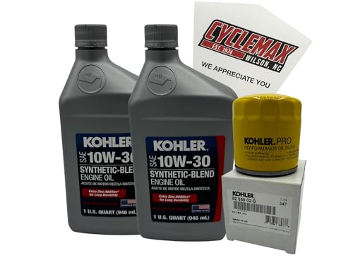 CYCLEMAX 10W-30 Semi Synthetic Engine Oil Change Kit Compatible with Kohler Lawnmower Engines