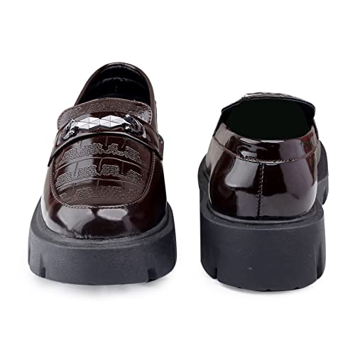 Image of Men's Senthetic Patent Meterial Casual Buckle Slip-On Loafer and Moccasion Shoes