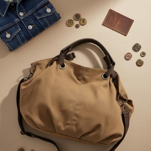 Sac tote en toile kowaku à fermeture éclair sûre et poignées multiples intégrées