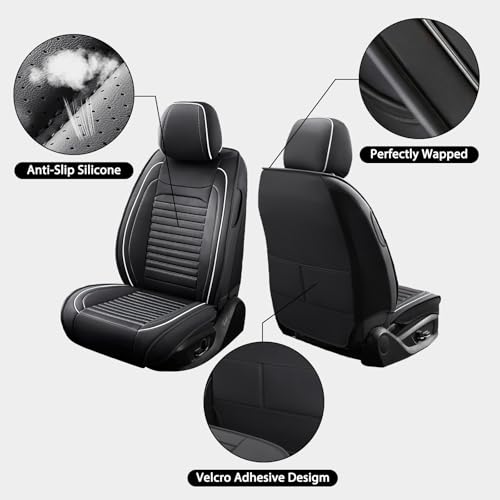 Image of Car Seat Covers Fit for VW CC 2009-2017 | Full Coverage Faux Leather Seat Protector Waterproof Airbag Compatible and All-Weather Automotive Seat Covers