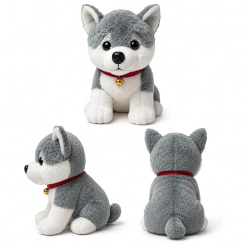 Image of Husky Dog 30cm | Ultra Soft Plush Stuffed Toy | Cute Hugging Pillow | Gift for Kids Boys Girls