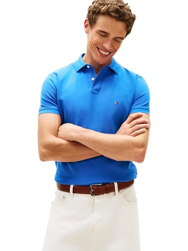 Image of Tommy Hilfiger Men's Short Sleeve Polo Shirts in Regular Fit With Stretch and Organic Pique Cotton