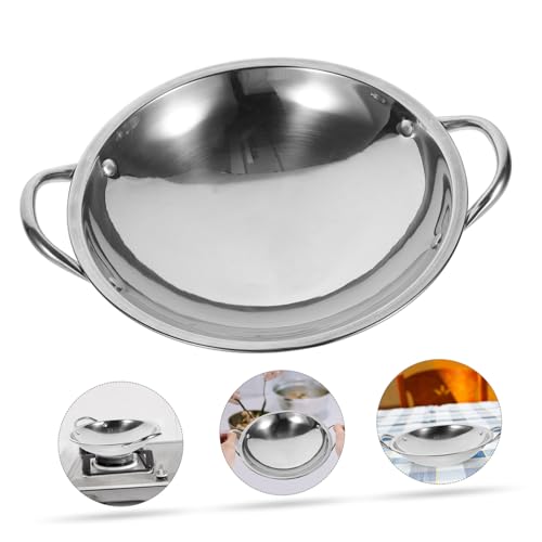 Wok de acero inoxidable con doble asa 23x22x5 cm miniatura 2