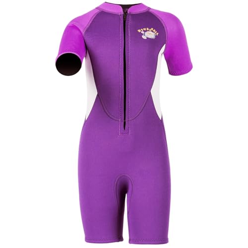 Kinder Neopren Shorty Nassanzüge Shorty 2.5mm Neoprenanzug Mädchen Frontverschluss wärmend haltend für Schwimmen Schnorcheln Surfen Tauchen Purpur XL Größe