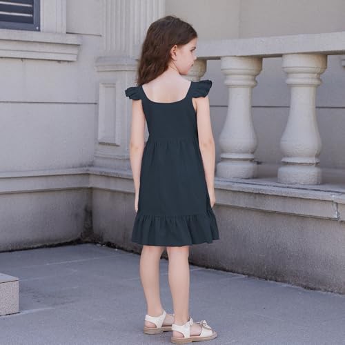 Toddler Baby Girls Summer Dress Ruffle Halter Sleeveless Casual Little Girl Dress with Button 18M-6T3