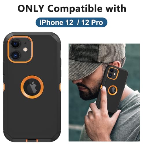 Aimoll-88 for iPhone 12/12 Pro Case, with 2 Screen Protector Heavy Duty Drop Protection Shockproof Protective Phone Cover for Apple iPhone 12/12 Pro (Orange with 2 Screen Protector) by Aimoll-88 - Used condition - US$7.04