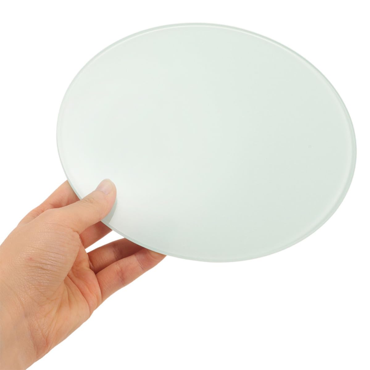 TIDTALEO Planche à Découper Résistante la Chaleur Antidérapante en Verre Trempé Ronde Blanc Facile à Nettoyer Cuisine à Domicile et Usage Commercial