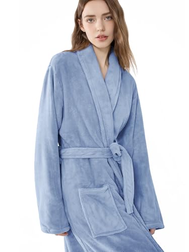 Image of Soft Robe For Women,Warm Plush Bath Robes Female,Spa Towel After Shower Lightweight Long Bathrobe