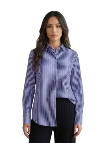 Image of OOMPH! Women Striped Smart Casual Shirt | Long Sleeve Casual & Office Wear | Comfortable, Breathable, Stylish Formal Top for Daily Work & Smart Casual Look