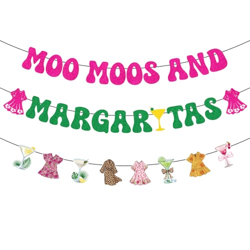 Moo Moos and Margaritas Party Decorations - Margarita Birthday Decoration Leopard Print Pajama Cocktail Theme Banners for Mexican Fiesta Wedding Bachelorette Party Ladies Night Bridal Shower Birthday