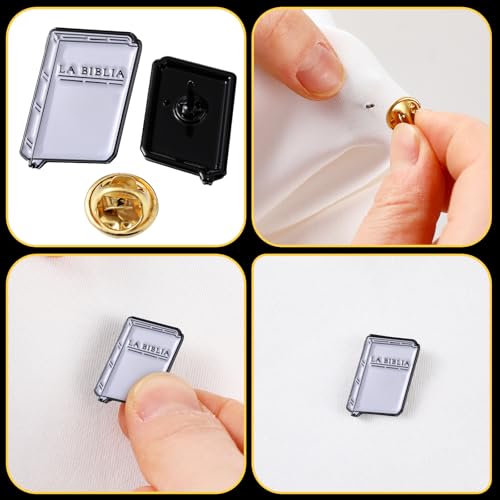 Image of Landical Christian Enamel Pin Back to School Gift Bulk, Holy Bible Scripture Square Lapel Pins for Suit Jacket Jesus Religious Party Supplies Women Men Badge Bagpacks