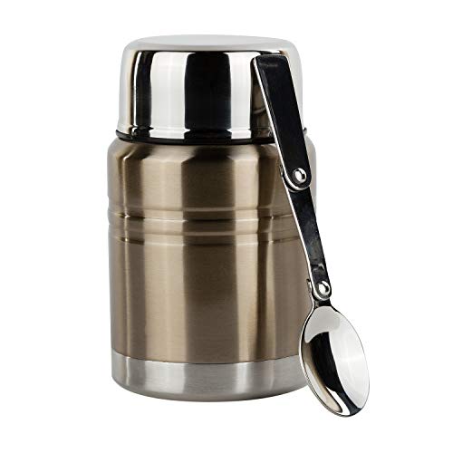 Insulated Food Thermos & Meal Container with Collapsible Spoon (16 oz.) Stainless-Steel Food