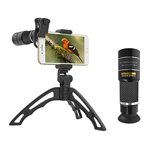 JUJUN Cell Phone Lens, 20x Zoom Telephoto Lens with Tripod, Hd Phone Camera Lens for iPhone, Samsung, Android Smartphone, Monocular Telescope