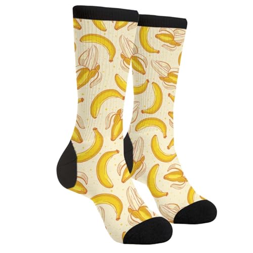XBFCDN Yellow Banana Novelty Casual Crew Socks Gifts For Men