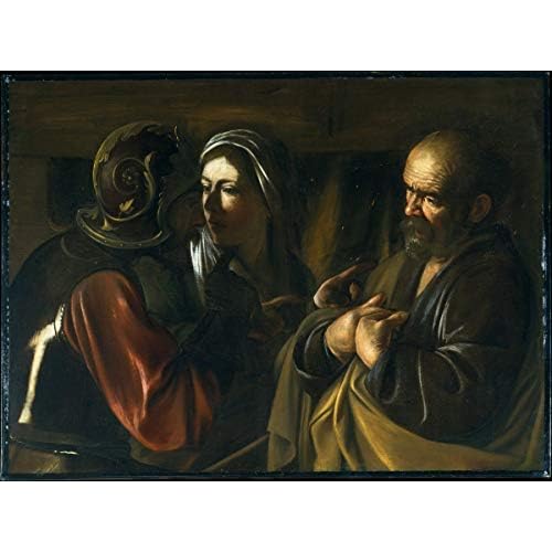 Historic Pictoric Art Print : Caravaggio (Michelangelo Merisi) - The Denial of Saint Peter : Vintage Wall Décor : 10in x 08in