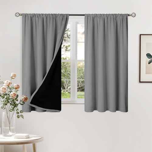 BGment Dove Grey 100% Blackout Curtains for Bedroom 54 Inch Length