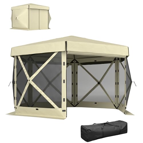 Outsunny 12' x 12' Hexagonal Pop Up Gazebo Tent with...