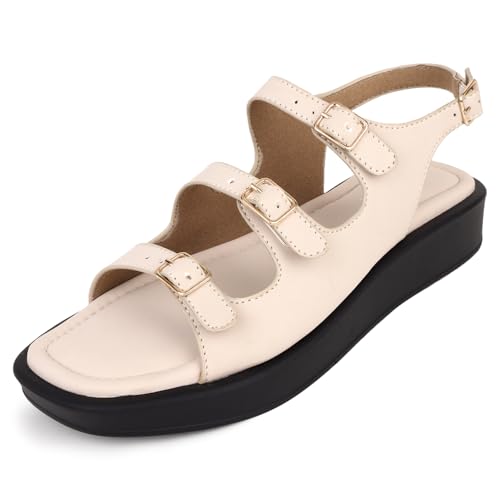 Image of TRASE Strap Trend Comfortable Flat Sandals For Women - Women Footwear Stylish And Adjustable Double Strap Sandals For Daily Use
