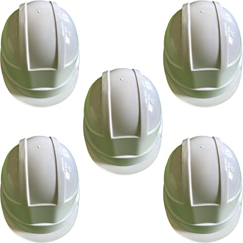 Image of LADWA White Heavy Duty Director Safety Helmet, ISI Marked Industrial Head Protection Hard Hat for Construction and Outdoor Safety Use (Pack of 5)