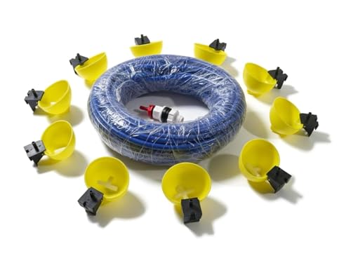 Image of Bethlehem Farm Pigeon Bird Water Cup Drinker with Tube Set 30 Meter | Automatic Bird Watering System | Durable Plastic Cup for Pigeons, Hens, Parrots & Poultry Birds (Pack of 10piecs)
