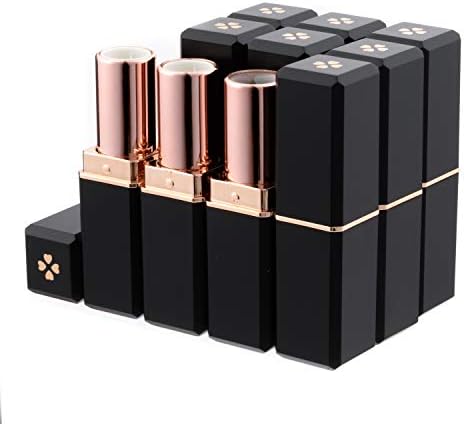 Allwon 10Pcs Black Empty Lipstick Tubes DIY Lip Balm Container (Square Tube)