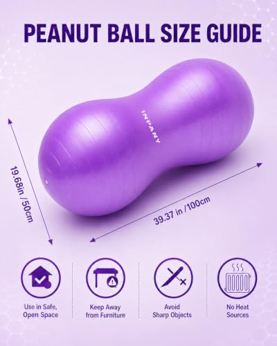 Image of INPANY Peanut Ball - Anti Burst Exercise Ball for Labor Birthing, Physical Therapy for Kids, Core Strength, Flexible Seating, Home & Gym Fintness, Sensory Chair Wiggle Seat for Boys and Girls